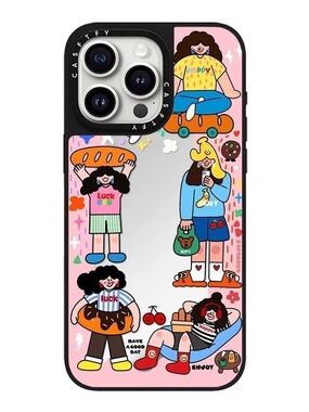 Pink Cartoon Mirror Case iPhone 15 | Cute Characters | Y2K Aesthetic | NWoT